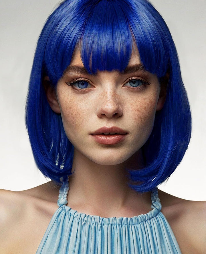 YEESHEDO Damen Kurze Bob Haar Perücken Gerade mit Pony Bunte Glatte Hitzeresistente Synthetische Per