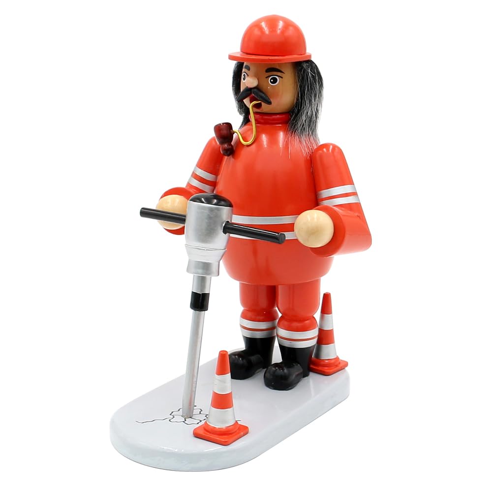 Dekohelden24 Holz Räuchermann, Räucherfigur, Rauchfigur, Räuchermännchen als Strassenbauer/Bauarbeit