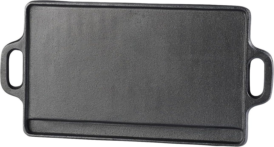 Rosenstein &amp; Söhne Grillzubehör: Gusseiserne Wende-Grillplatte, 34 x 21 cm, 2er-Set (Grillplatten Gr