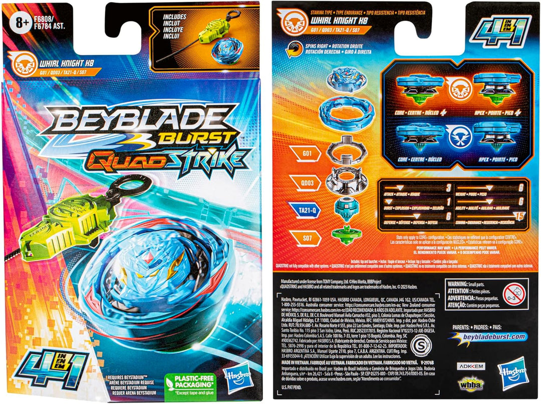 Hasbro Beyblade Burst QuadStrike Whirl Knight K8 Kreisel Starter Pack, Battle Kreisel Spielzeugset m