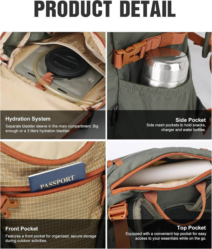 Mountaintop 20L Wanderrucksack Herren Damen Trekkingrucksack Reiserucksack Outdoor Rucksack Trekking