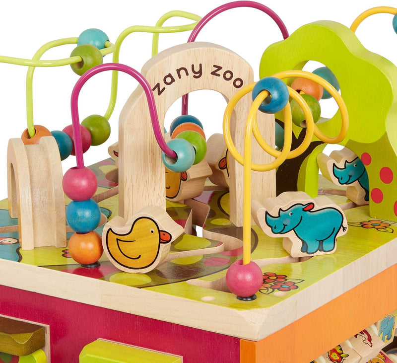 B. toys Grosser Motorikwürfel, Motorikspielzeug Activity Center mit Motorikschleife mit Zootieren, H