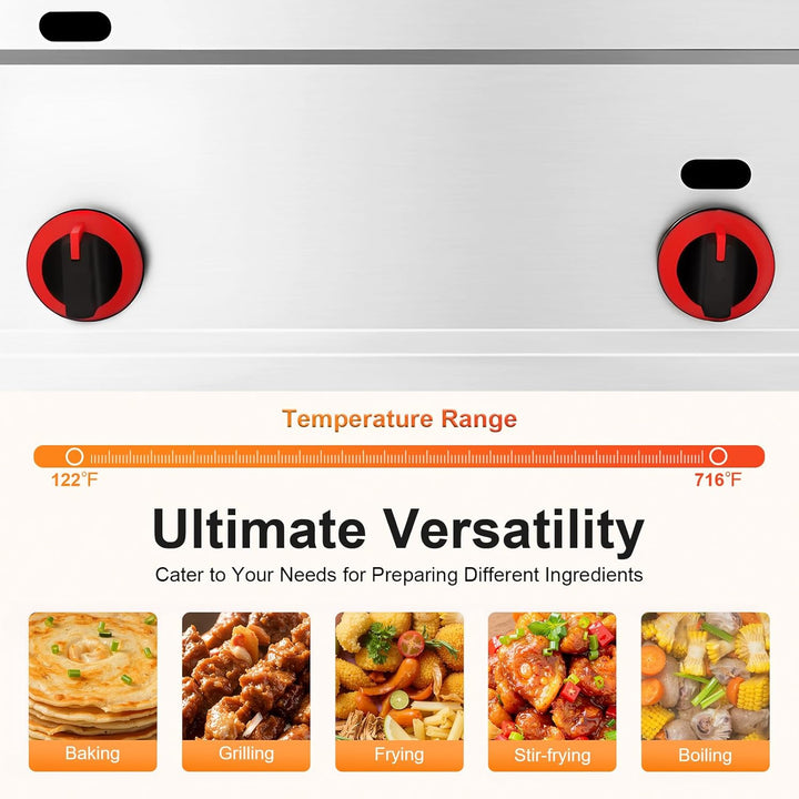 Elektrische Fritteuse Edelstahl 6L Kommerzielle Frittemaschine Mit Grill Griddle Frittenbank Rechtec