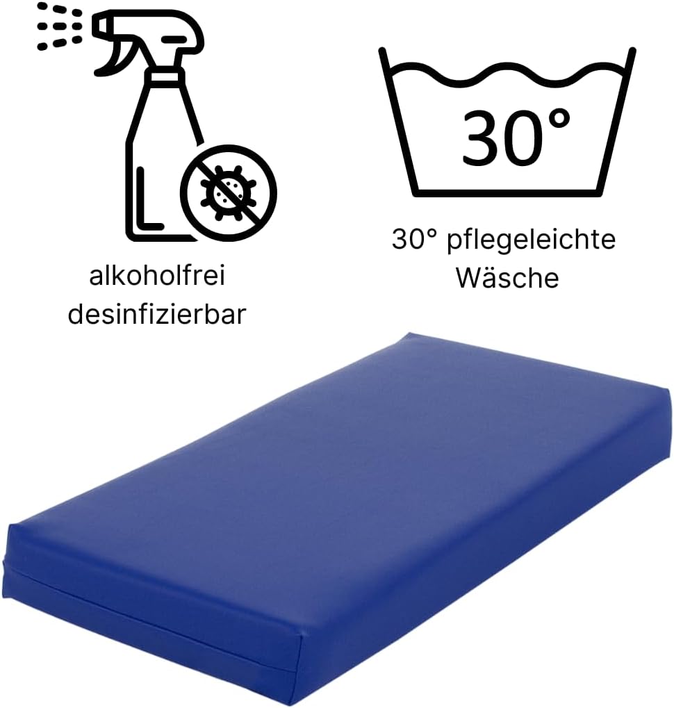 Stufen-Lagerungskissen 50 x 25 x 5cm aus qualitativem Ether-Schaum mit Kunstlederbezug, verstecktem
