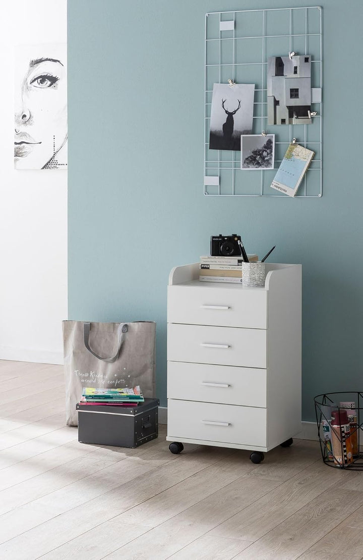 FineBuy Rollcontainer 40 x 70,5 x 33 cm, Schreibtisch-Container Rollschrank 4 Schubladen, Moderner S