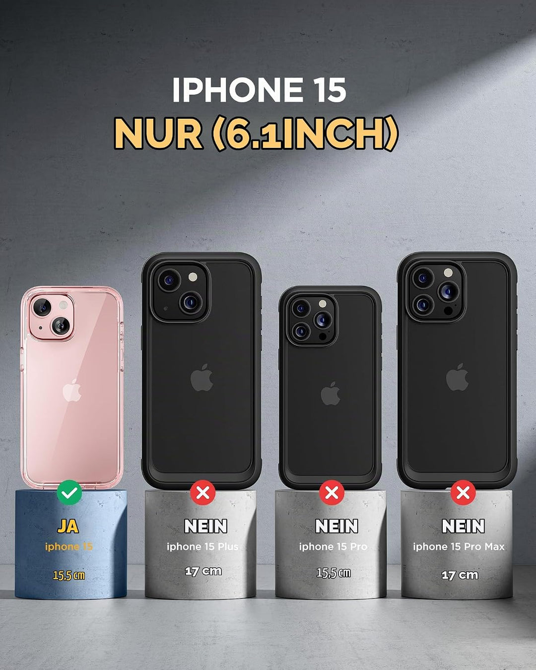 Miracase 360 Grad für iPhone 15 Hülle mit Eingebaut Glas Schutzfolie und Kameraschutz, Stossfest Kom