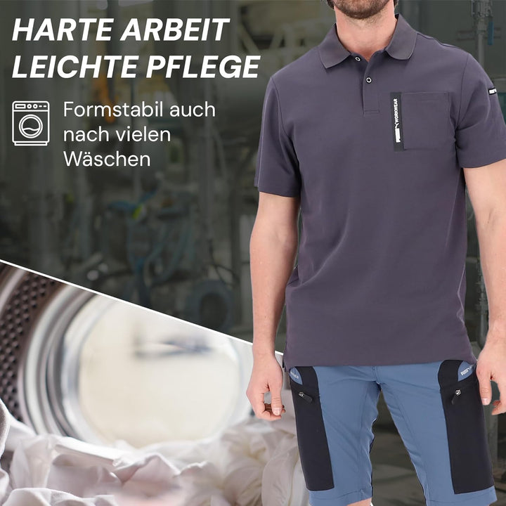 PUMA Workwear Advanced – Poloshirt Herren Kurzarm – Arbeitsshirt mit Brusttasche und Utility Fach an