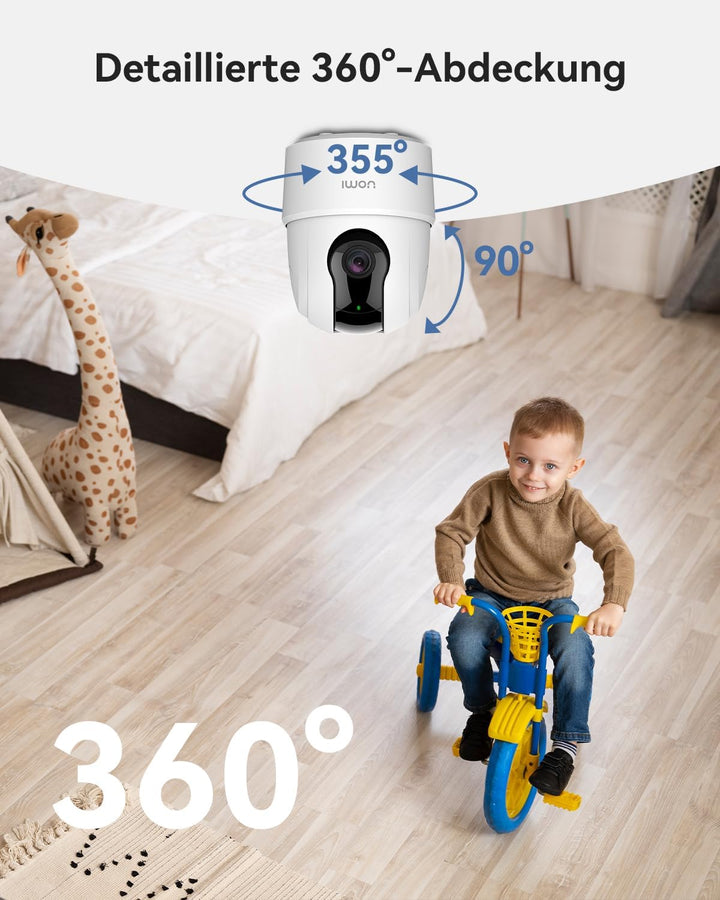 Imou 2K Überwachungskamera Innen 360° WLAN Baby Kamera mit AI Personen-/Geräusch-/Bewegungserkennung