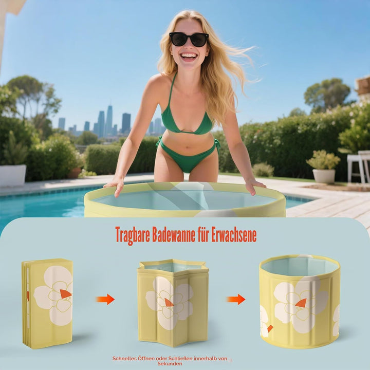 Yellow bathtub Tragbare klappbare Badewanne, Freistehende Badewannen für Erwachsene, Eis- und Heissb