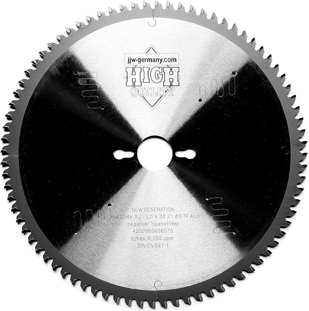 jjw-germany HM-Kreissägeblätter 254 x 30 negativer Spanwinkel für Kappsägen in Industriequalität… (2