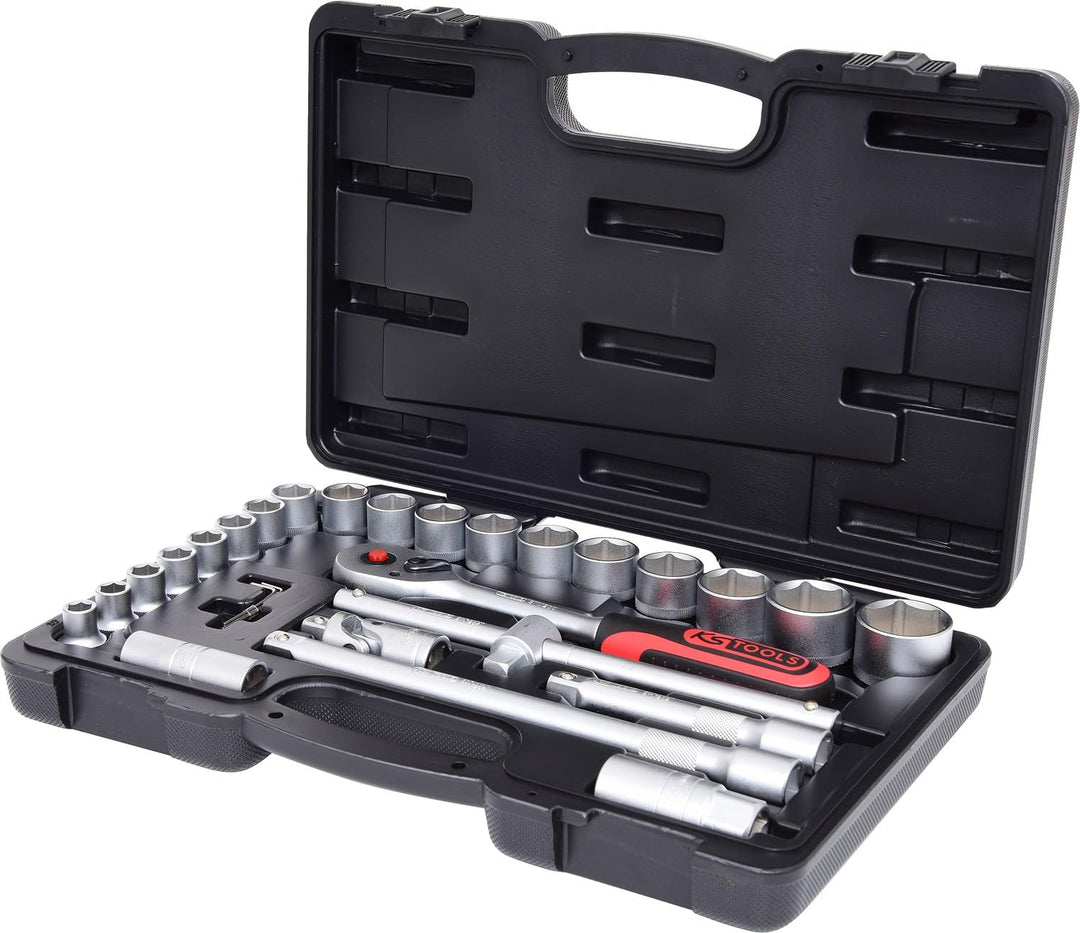 KS Tools 917.0728 1/2 Zoll Steckschlüssel-Satz | inklusive Umschaltknarre, 45-Zahn | matt satiniert