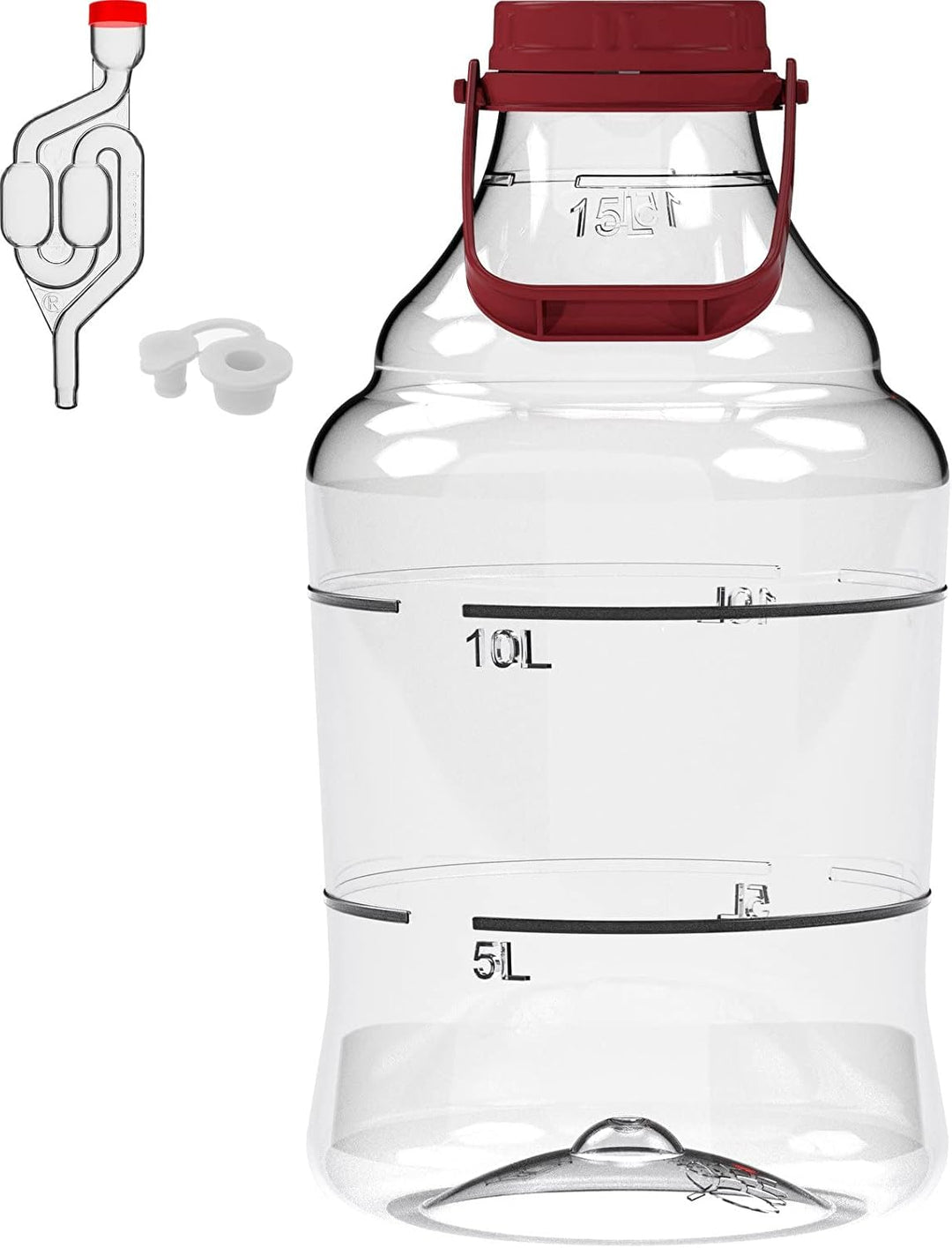 Browin 644315 Weinballon aus Plastik 15 L mit Schraubverschluss, Korken, Gärröhrchen und Tragegurten