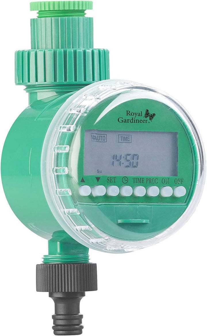 Royal Gardineer Wasser Zeitschaltuhr: Bewässerungs-Computer mit 16 Programm-Speicherplätzen und LCD-