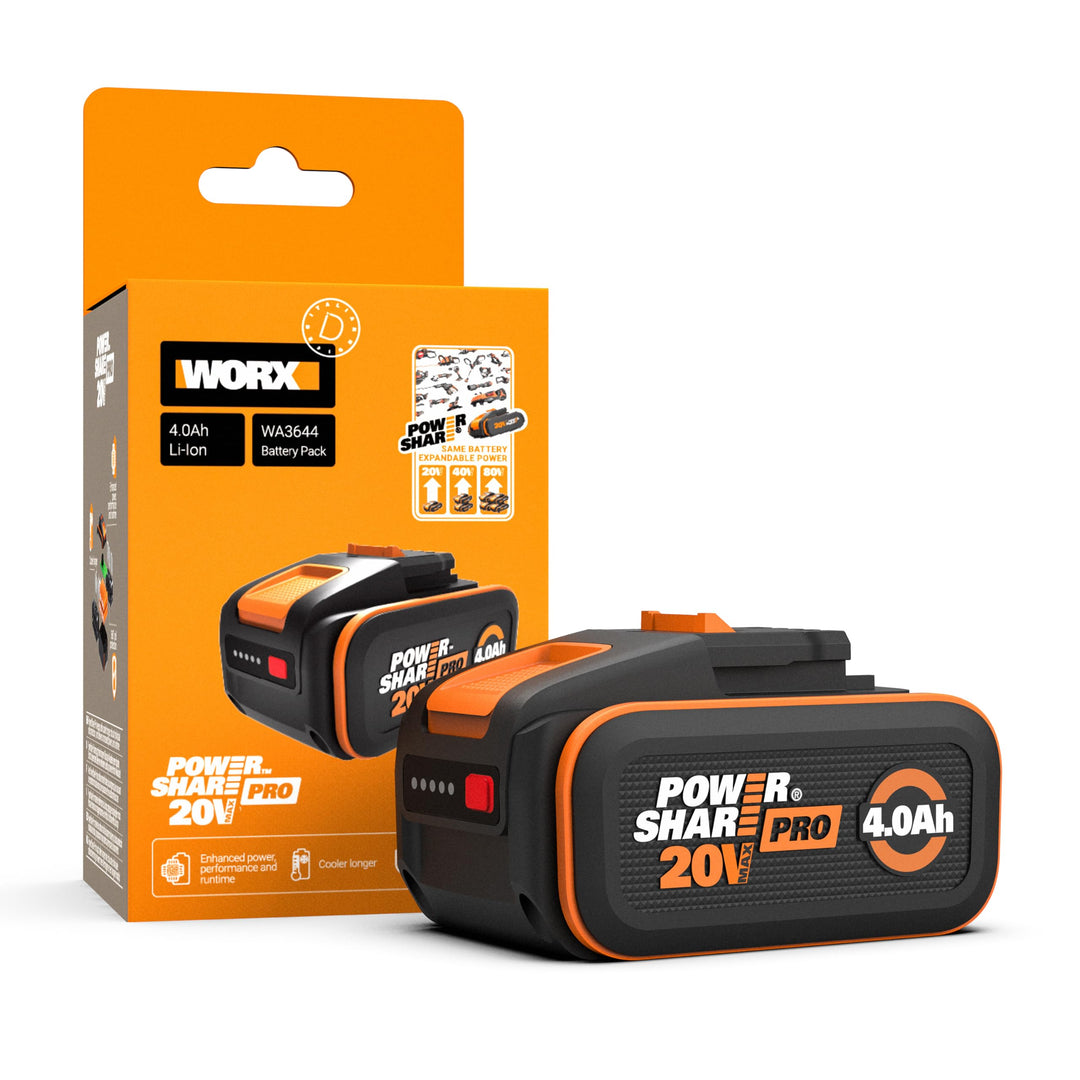 WORX WA3644 PowerShare Pro Akku 20V - 4,0 Ah Li-Ion, wiederaufladbarer - höher Sicherheit & längerer