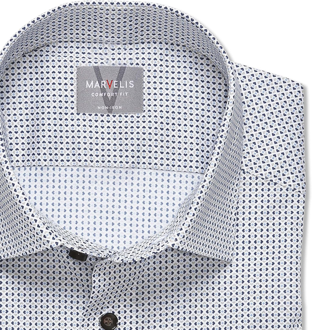 Marvelis Herren Businesshemd Langarm 703014,Rotationsdruck,Comfort fit,New Kent 42 Natur 22, 42 Natu