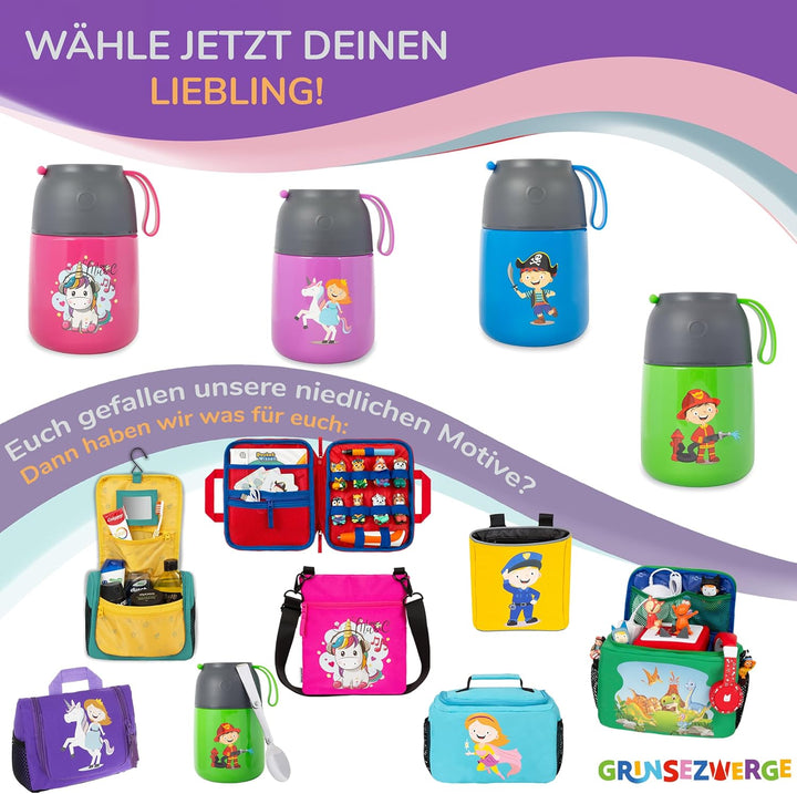 Kinder Thermobecher 500ml für Speisen und Getränke | Edelstahl Thermobehälter für Essen | Warmhalteb