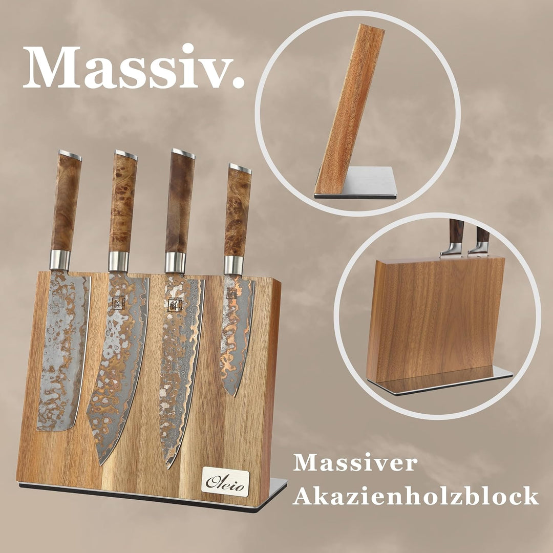 Oleio hochwertiger magnetischer Messerblock Messerbrett für bis zu 6 Messern I Zeitloses Design aus