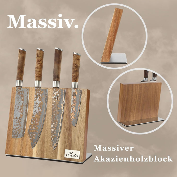 Oleio hochwertiger magnetischer Messerblock Messerbrett für bis zu 6 Messern I Zeitloses Design aus
