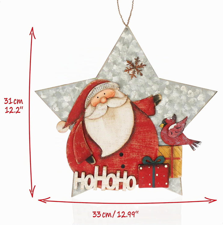 com-four® Hängedeko Weihnachten - Holz-Aufhänger in Sternform ca. 32,5 x 31 cm - grosses Deko-Herz m