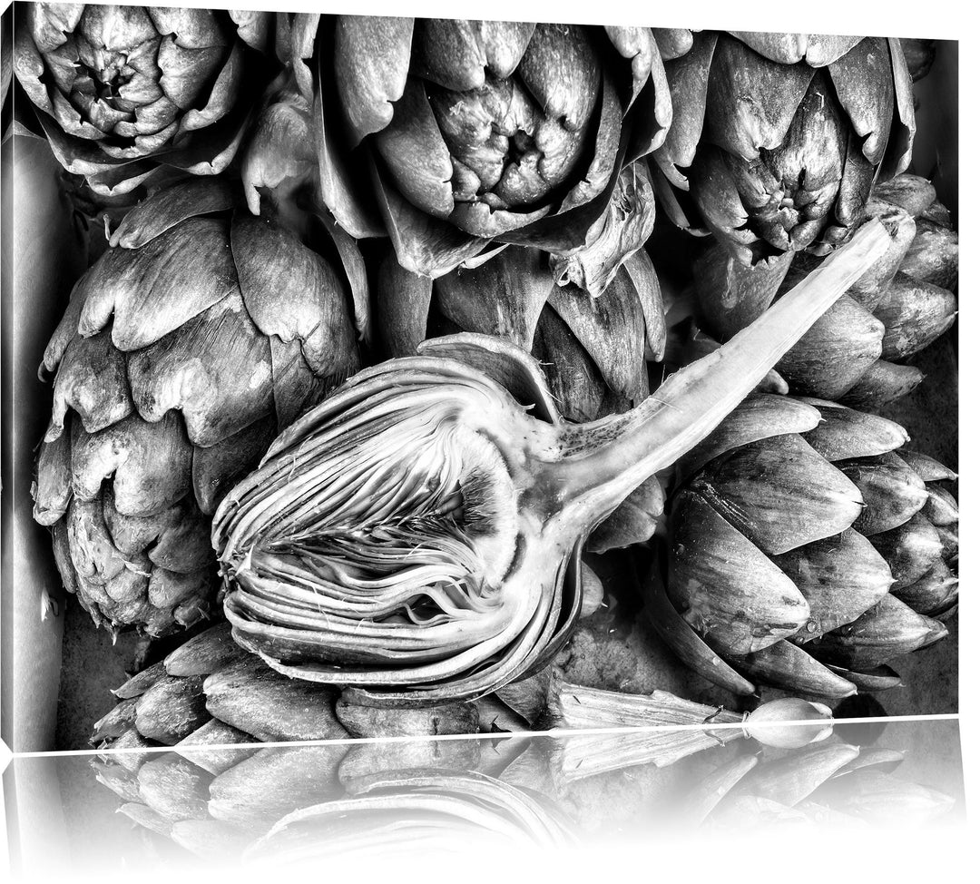 Pixxprint Aufgeschnittene Artischocke als Leinwandbild/Grösse: 100x70 / Wandbild/Kunstdruck/fertig b