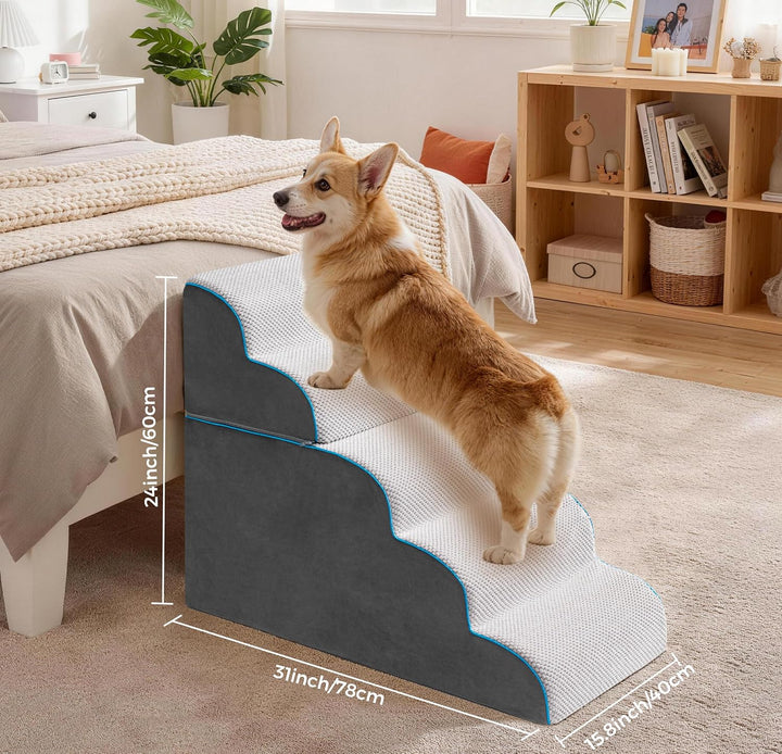 Hundetreppe &amp; Rampe für hohes Bett &amp; Sofa, 33-61 cm abnehmbare Haustiertreppe für kleine &amp; mittlere