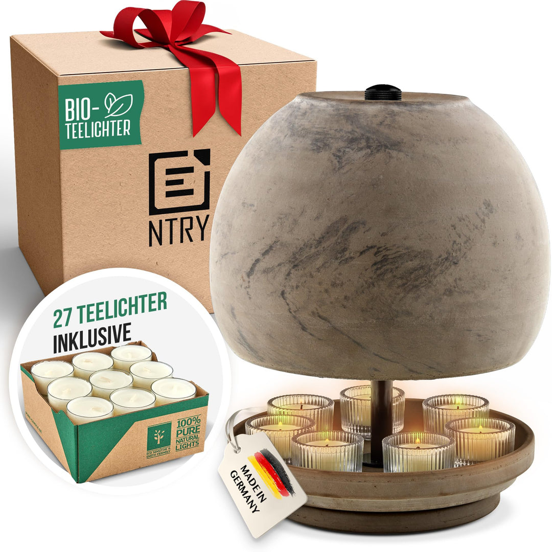 NTRY Home® CandleStove Teelichtofen - Stil Mercury XL Ø26 cm - Doppelwandig - 3Top Heater - Teelicht
