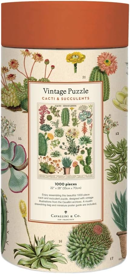 Cavallini Papers & Co. PZL/SUC Kakteen & Sukkulenten 1000 Teile Puzzle, Mehrfarbig/Meereswellen (Oce