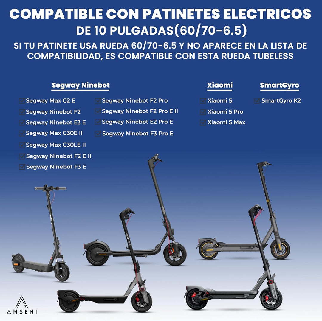 ANSENI Reifen 60/70-6.5 und Schlauch 10x2.50-6.5 Scooter | Kompatibel mit Xiaomi 5, 5 Pro, Xiaomi 5
