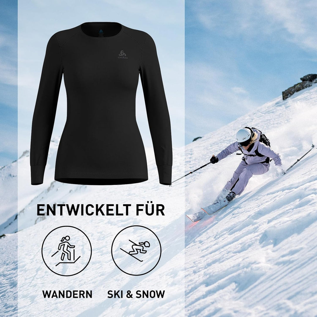 Odlo Thermounterwäsche Merino 200 | Merino Unterwäsche für Herren | Langarm-Thermoshirt mit Kragen u