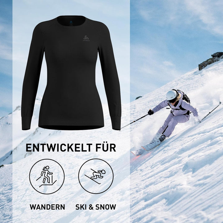 Odlo Thermounterwäsche Merino 200 | Merino Unterwäsche für Herren | Langarm-Thermoshirt mit Kragen u