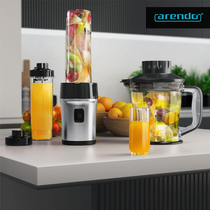 Arendo - Edelstahl Standmixer 700W - 2in1 - Smoothie Maker - 1,2l Fassungsvermögen inkl. 2x 0,57l Sm