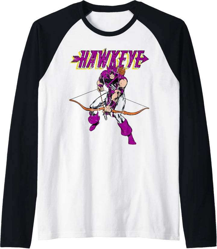 Marvel Hawkeye Retro Classic Pose Bow Arrow Raglan