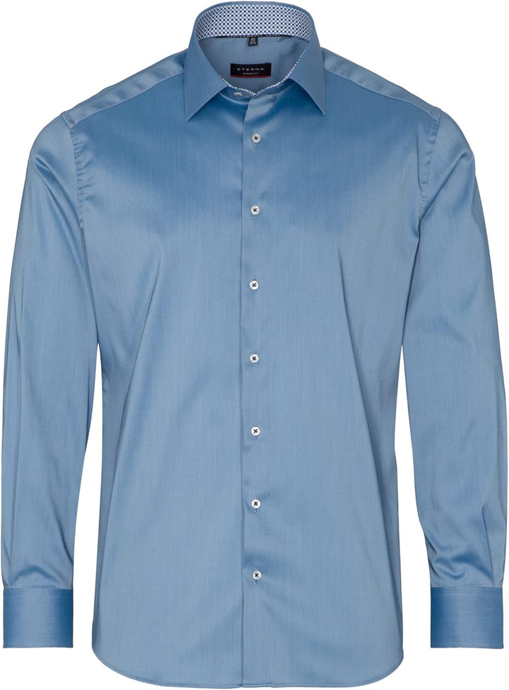 ETERNA Modern Fit Performence Hemd Langarm Twill weiss 40 Blau, 40 Blau