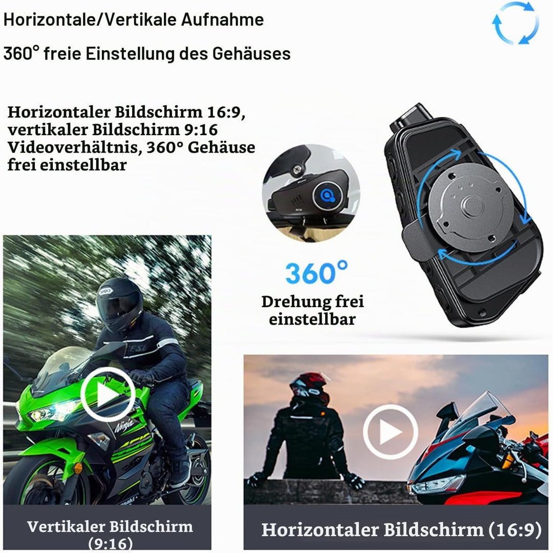 Motorrad Helm Headset Bluetooth mit 1080P Kamera Intercom Motorrad Gegensprechanlage Fahrrad Kommuni