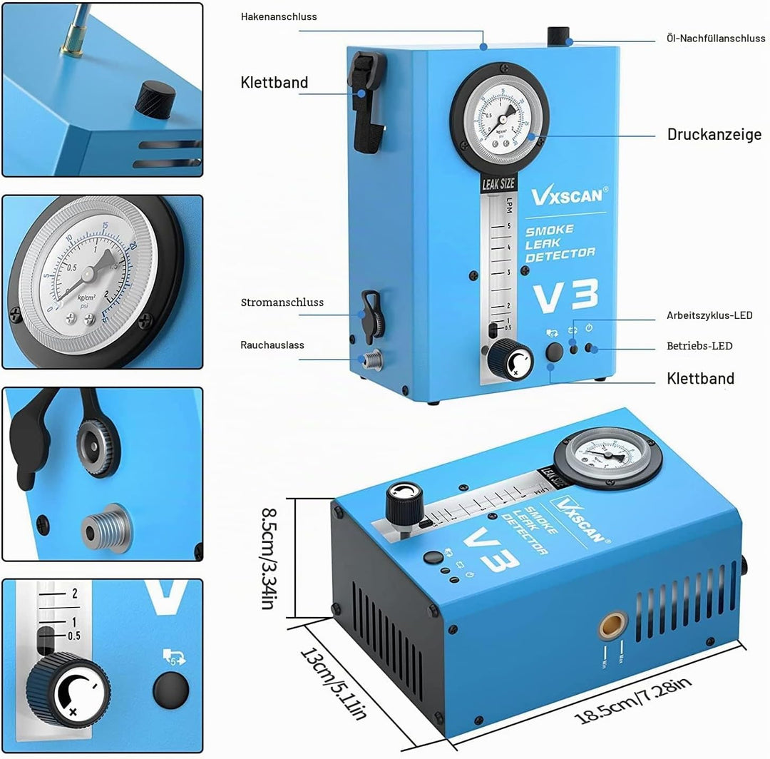 VXSCAN Automotive Smoke Leak Tester V3, Nebelmaschine KFZ EVAP Kraftstoffleitungs Lecksucher für all