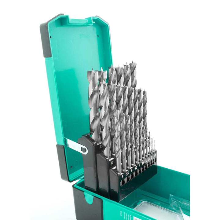 ENT 09225 25-tlg. HSS-G Holzbohrer-Set - 1-13 mm - in 0,5mm Schritten