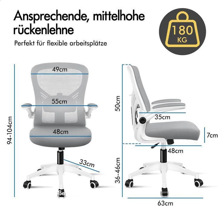 ALFORDSON Netzstoff Bürostuhl Mesh Chefsessel, Ergonomischer Schreibtischstuhl Neigeverstellung, Hoc