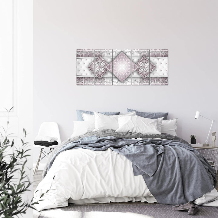 Runa Art Bild Abstrakt Mandala Wandbilder auf Vlies Leinwand 5 Teilig Wanddekoration Wohnzimmer Schl