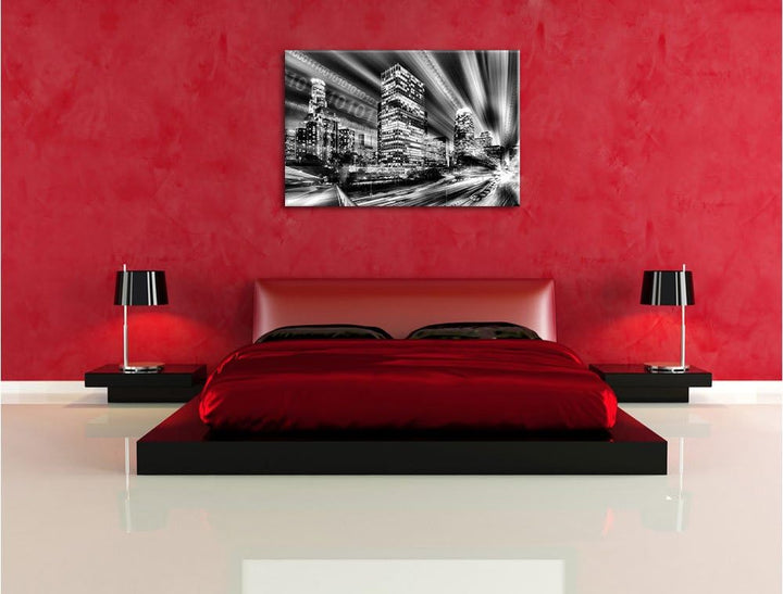 Pixxprint Monocrome, Los Angeles Matrix, Format: 100x70 auf Leinwand, 100x70