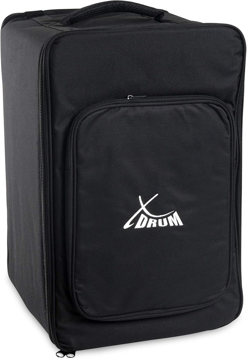 XDrum Cajon Peruana Black Wood (3 mm Schlagplatte, 9 mm Birkenkorpus, 48 cm hoch, inkl. Rucksack-Tas