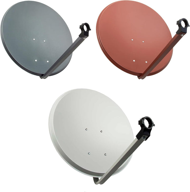 Premium X Satelliten-Komplettanlage 80cm Antenne Anthrazit Quad LNB 50m Kabel 8X F-Stecker Wandhalte