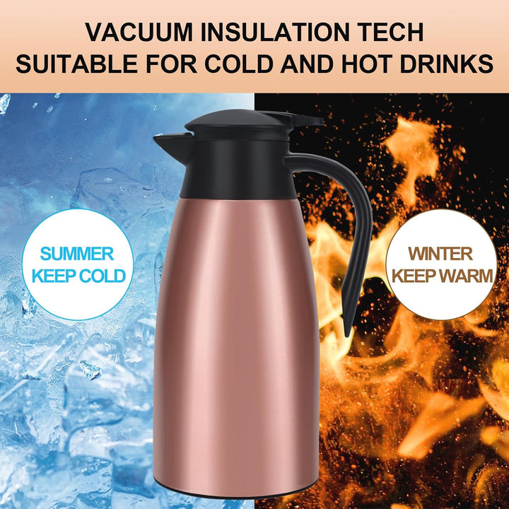 Thermoskanne, 2 l, Kaffeekanne, 304 Edelstahl, Doppel-Wall, Vakuum, isoliert, Kaffee, Thermoskanne,