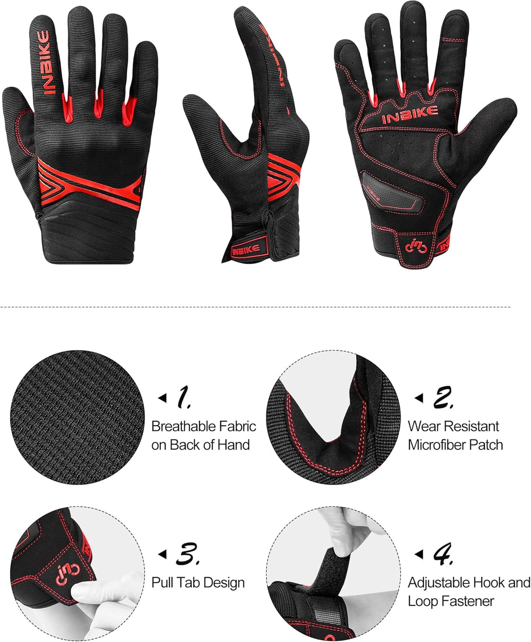 INBIKE Motorrad Handschuhe Motocross Sommer EUDE Foam Schutz Atmungsaktiv Touchscreen Motorradhandsc