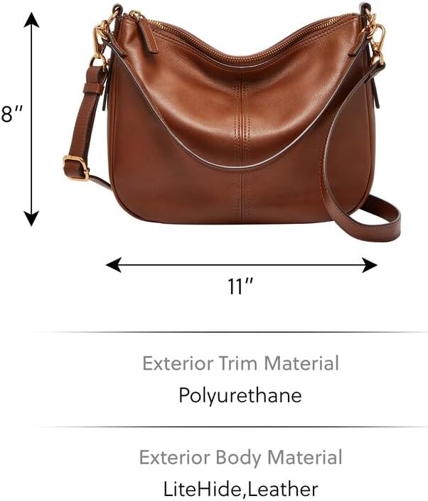 Fossil Damen Jolie Crossbody Ledertasche 27,9 cm L x 7,6 cm B x 20,3 cm H Braun, Braun