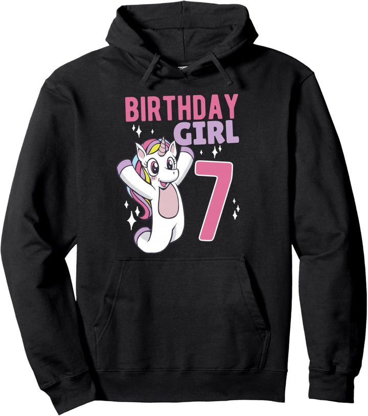 Birthday Girl - 7. Geburtstag Einhorn - Mädchen Pullover Hoodie