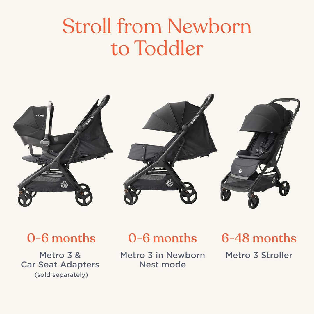 Ergobaby Metro3 Kinderwagen Buggy mit Liegefunktion, Baby-Buggy ab Geburt bis 22kg (0-4 Jahre), Zusa