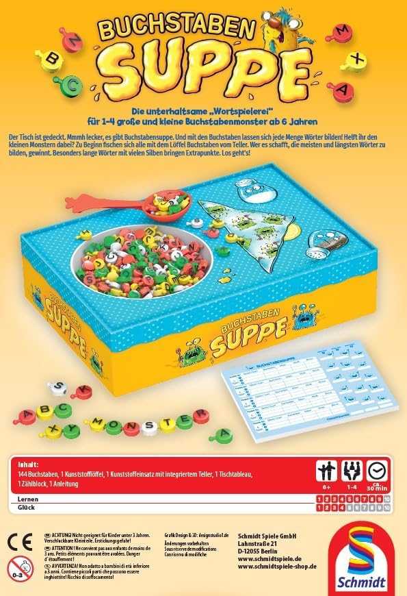 Schmidt 40533 Buchstabensuppe Kinderspiel, ab 6 Jahren