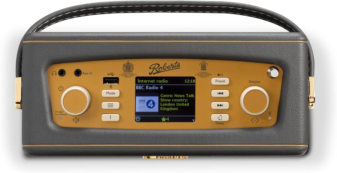 Roberts Revival iStream 3L Tragbares Radio, Dab+/FM/Bluetooth/WiFi, kohlegrau