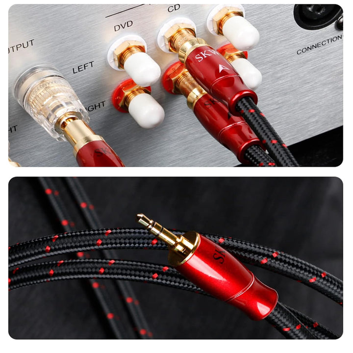 SKW 3,5mm Klinke auf 2 x Cinch Y Splitter Chinch Kabel, OFC Kupfer - Dual geschirmt Cinch auf Klinke