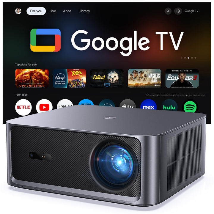 HAPPRUN Smart Beamer mit 3000 ANSI Lumen, Offiziellem Google TV, 4K-Unterstützung, Dolby Audio, Auto